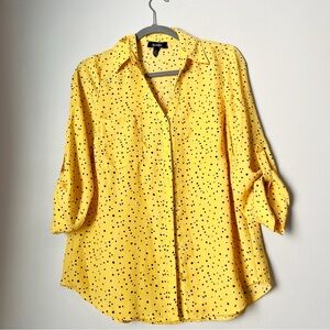 By & By  Vintage Inspired Retro Polka Dot Statement Button Down Top Med NWOT